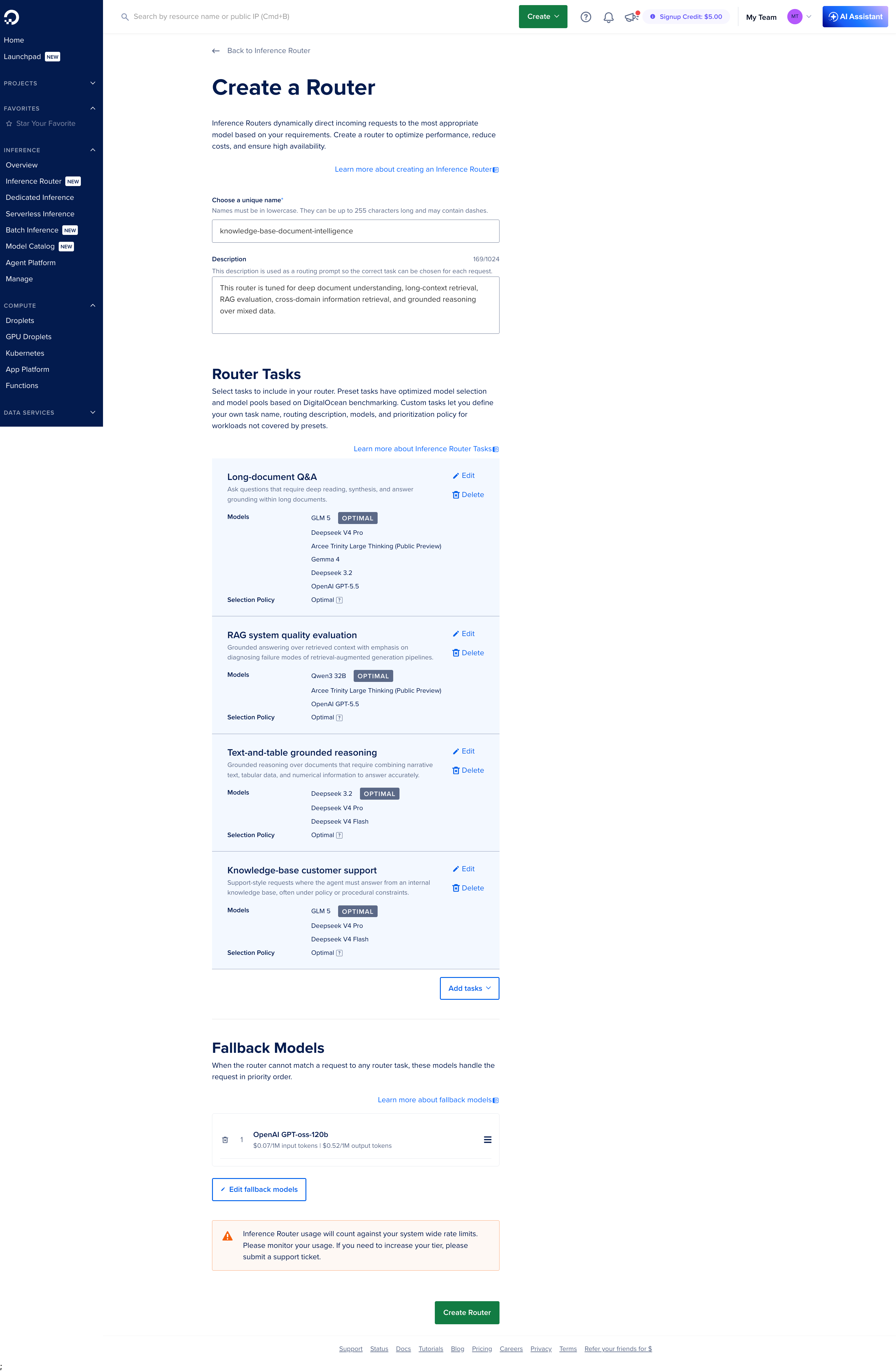 Create Router form